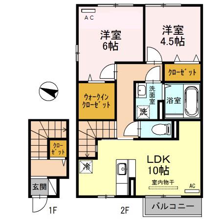コーラルヴィラ松島III(2LDK/2階)の間取り写真