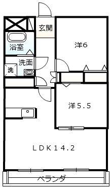 ルネスグラードI(2LDK/2階)の間取り写真