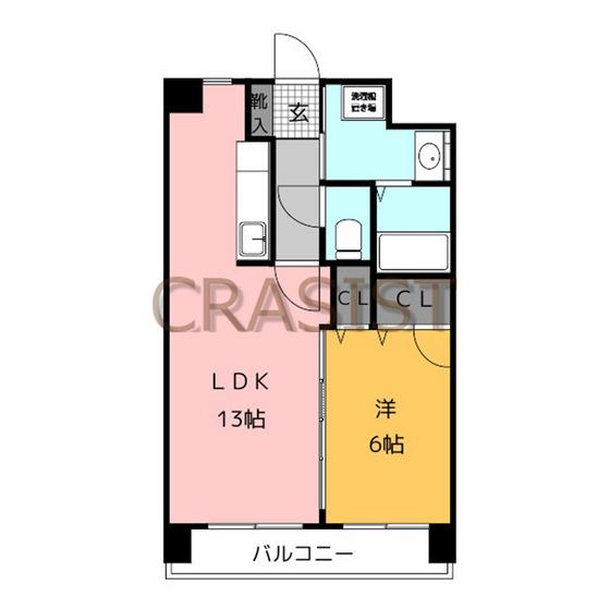 パークヴュー東比恵(1LDK/5階)の間取り写真