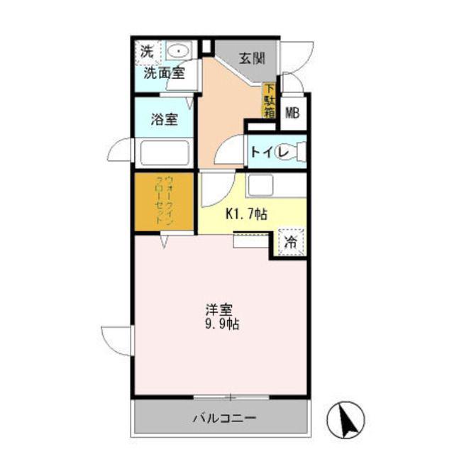 ＪＲ中央線 立川駅 徒歩3分 5階建 築18年(1K/2階)の間取り写真
