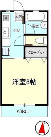 メゾンスピリットA棟(1K/2階)の間取り写真