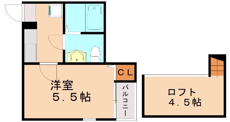 STAGE千代II(1K/2階)の間取り写真