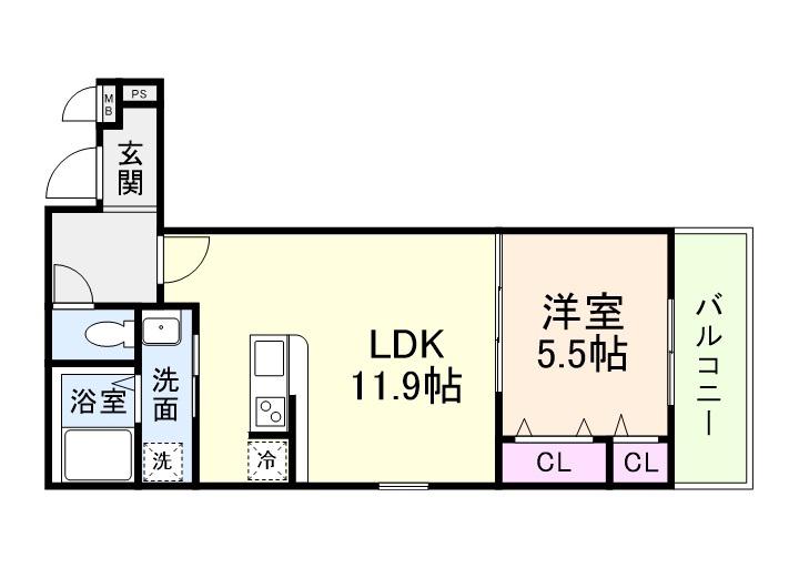 フジパレス レーヴII番館(1LDK/1階)の間取り写真