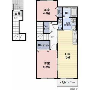 CASA RAFFINATOA棟カーサラフィナート(2LDK/2階)の間取り写真
