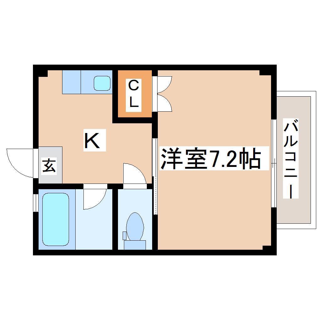ラレーブ多賀城II(1K/2階)の間取り写真