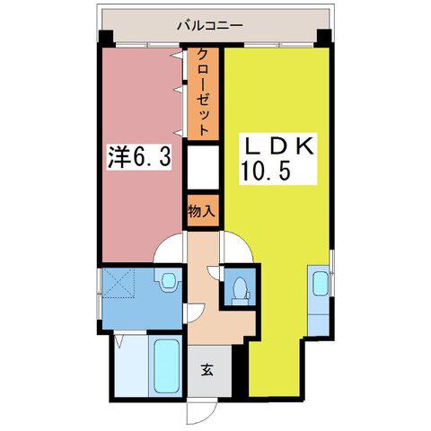 プエンテスール(1LDK/5階)の間取り写真