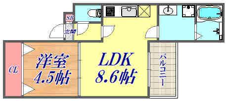 ジーメゾン伊丹北(1LDK/1階)の間取り写真