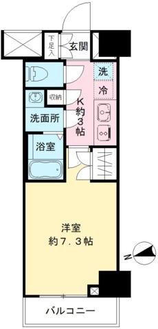 ACOLT府中緑町(1K/5階)の間取り写真