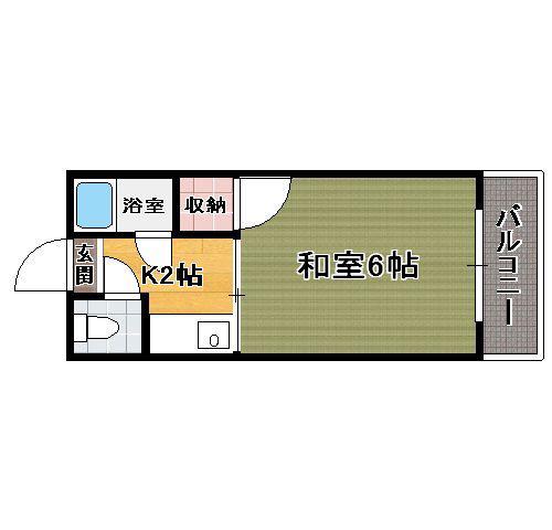 パルコーポB棟(1K/1階)の間取り写真