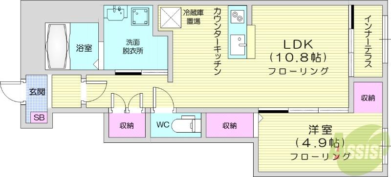 安養寺2丁目アパート(1LDK/1階)の間取り写真