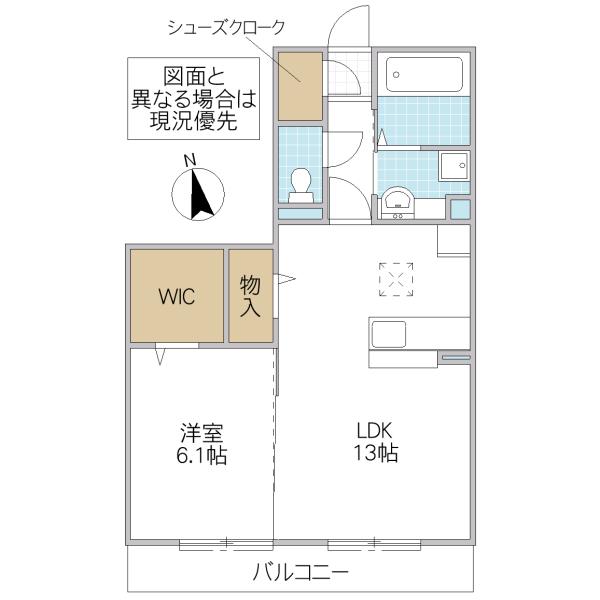 アルカディア A(1LDK/1階)の間取り写真