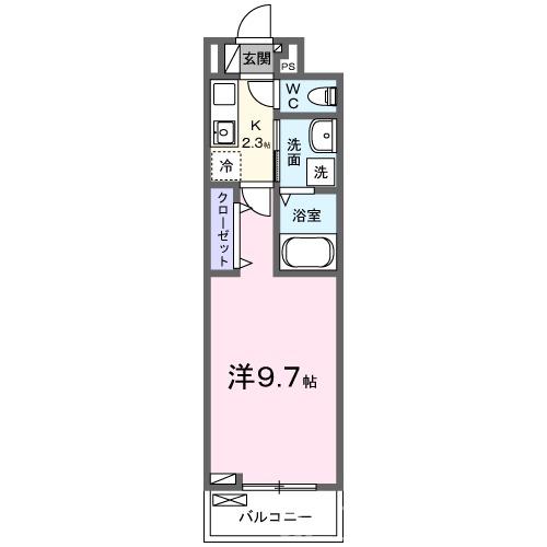 東武東上線 みずほ台駅 徒歩7分 3階建 新築(1K/3階)の間取り写真