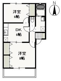 クリスタルパレスA(2DK/1階)の間取り写真