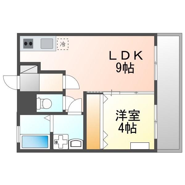 アピアス(1LDK/2階)の間取り写真