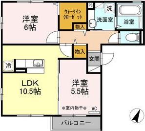 ハーベスト七番館(2LDK/3階)の間取り写真