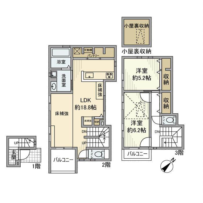 日吉町戸建(2LDK/2階)の間取り写真