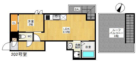 GRANDTIC PARK SIDE 大橋(1LDK/2階)の間取り写真