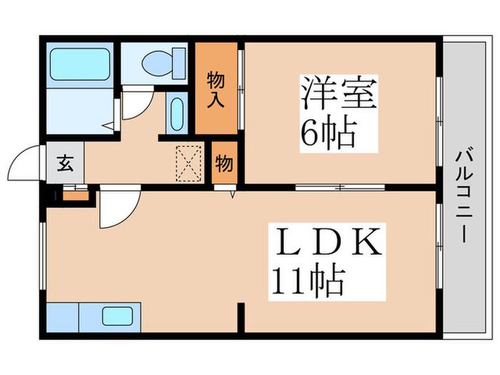 クローバーアレイ(1LDK/2階)の間取り写真