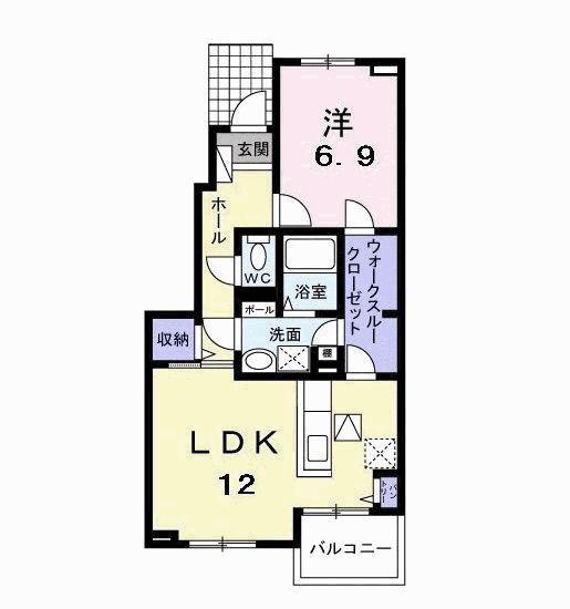 イーストフラワー更級I(1LDK/1階)の間取り写真