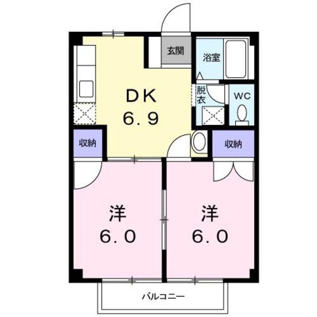シャルムN(2DK/1階)の間取り写真