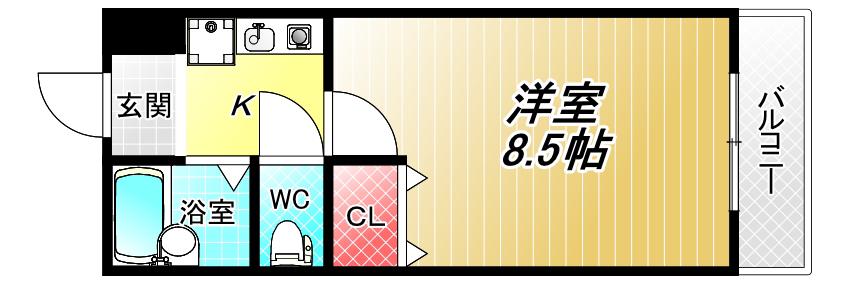 コンフォート布施(1K/4階)の間取り写真