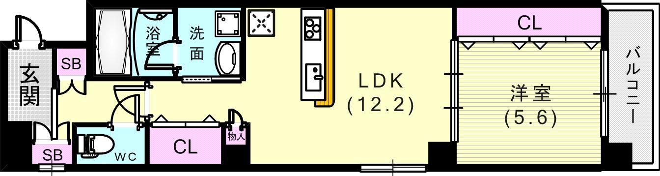 レジデンス岡本(1LDK/3階)の間取り写真