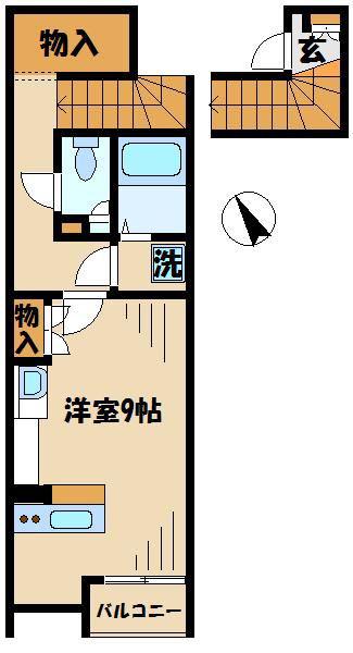 ミランダファルコナーI(ワンルーム/2階)の間取り写真