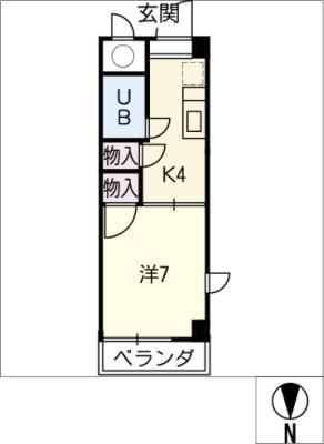 マルベリーマンション(1K/2階)の間取り写真