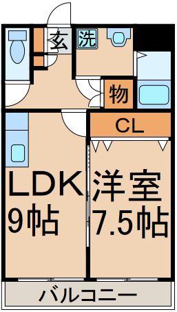 ソレイユ・ビラ(1LDK/2階)の間取り写真
