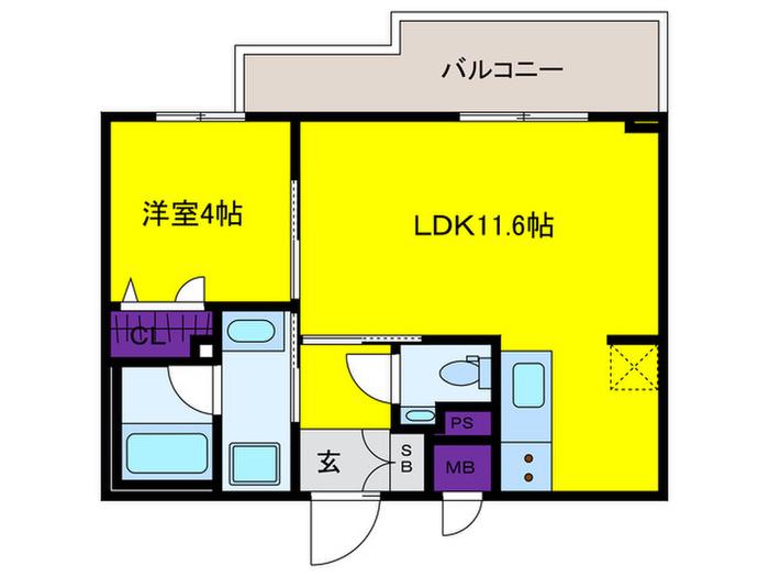 IN向陵東町(1LDK/2階)の間取り写真