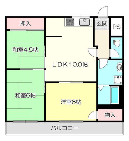 インペリアル飯島(3LDK/4階)の間取り写真