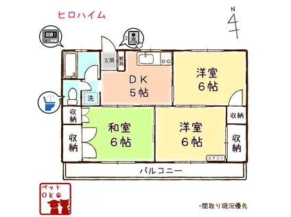 ヒロハイム(3DK/3階)の間取り写真