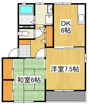 パークサイドビレッジ A棟(2DK/1階)の間取り写真