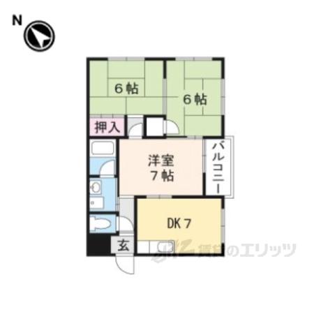 シャトウ名坂マンション(3DK/4階)の間取り写真