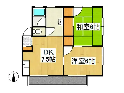 コーポラス酒津屋 B棟(2DK/2階)の間取り写真