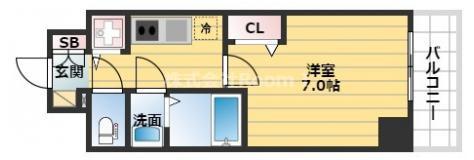 プレサンス堺筋本町駅前シェル(1K/11階)の間取り写真