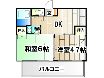 砂川ハイツ(2DK/1階)の間取り写真