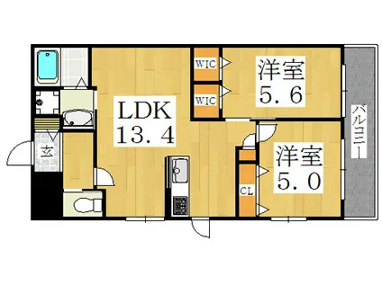 ヘーベルスパーク(2LDK/1階)の間取り写真