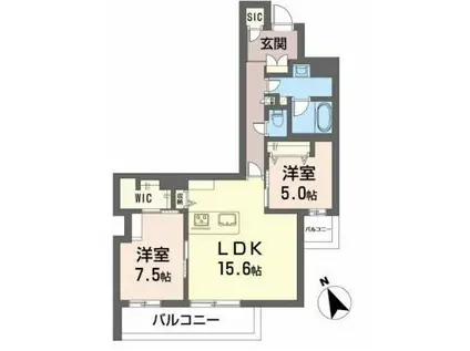 GRAN BLEU DE SASAOKA(2LDK/2階)の間取り写真