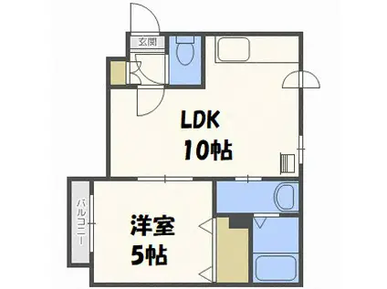 ラフィネ東札幌(1LDK/1階)の間取り写真