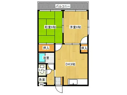 ベラカーサあつみ(2DK/2階)の間取り写真