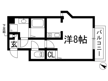 ONLYONE小花Ⅱ(ワンルーム/2階)の間取り写真