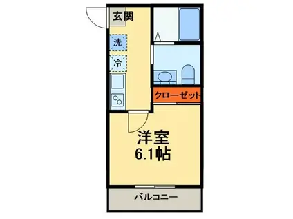 キャメル三郷中央4(1K/3階)の間取り写真