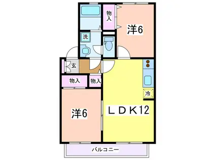 クレールコート(2LDK/1階)の間取り写真