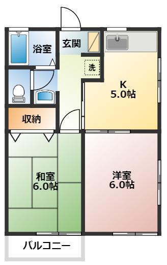 ニコニコシティ(2K/2階)の間取り写真