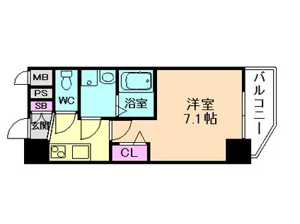 アドバンス大阪フルーヴ(1K/14階)の間取り写真