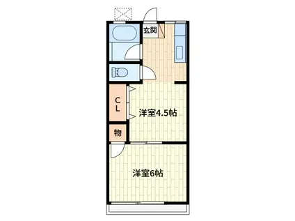 シティハイムコーポ島村(1DK/2階)の間取り写真