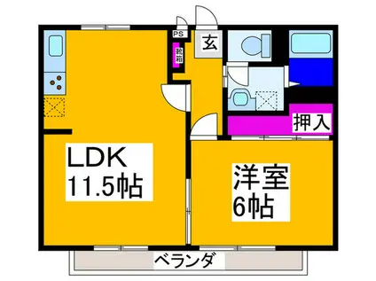 中村ハイツII(1LDK/2階)の間取り写真