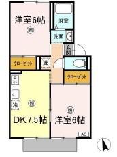 プレジール大和II(2DK/1階)の間取り写真