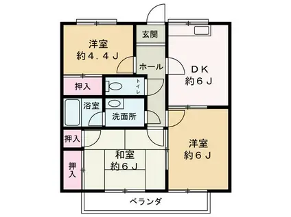 第5ハッピーエイト(3DK/2階)の間取り写真